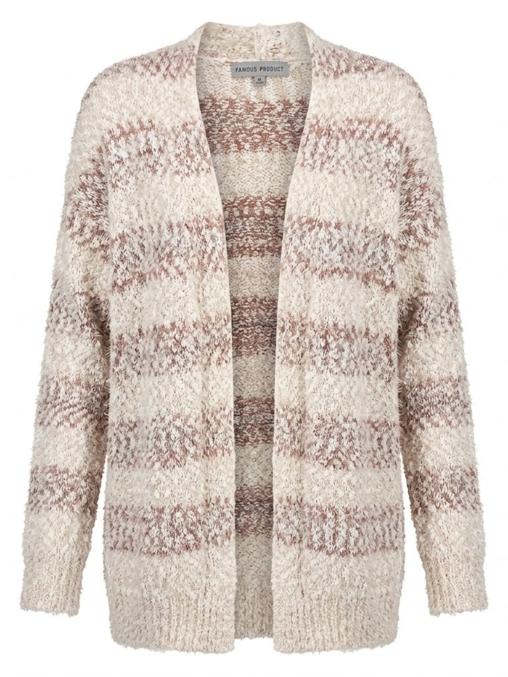 Absolutely Famous Cream and Blush Striped Open Cardigan Women's XL #67